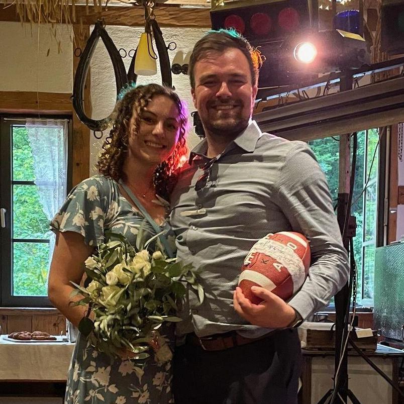 We caught the bouquet AND the garter at this wedding in Germany! This was only a couple of weeks before we got engaged!