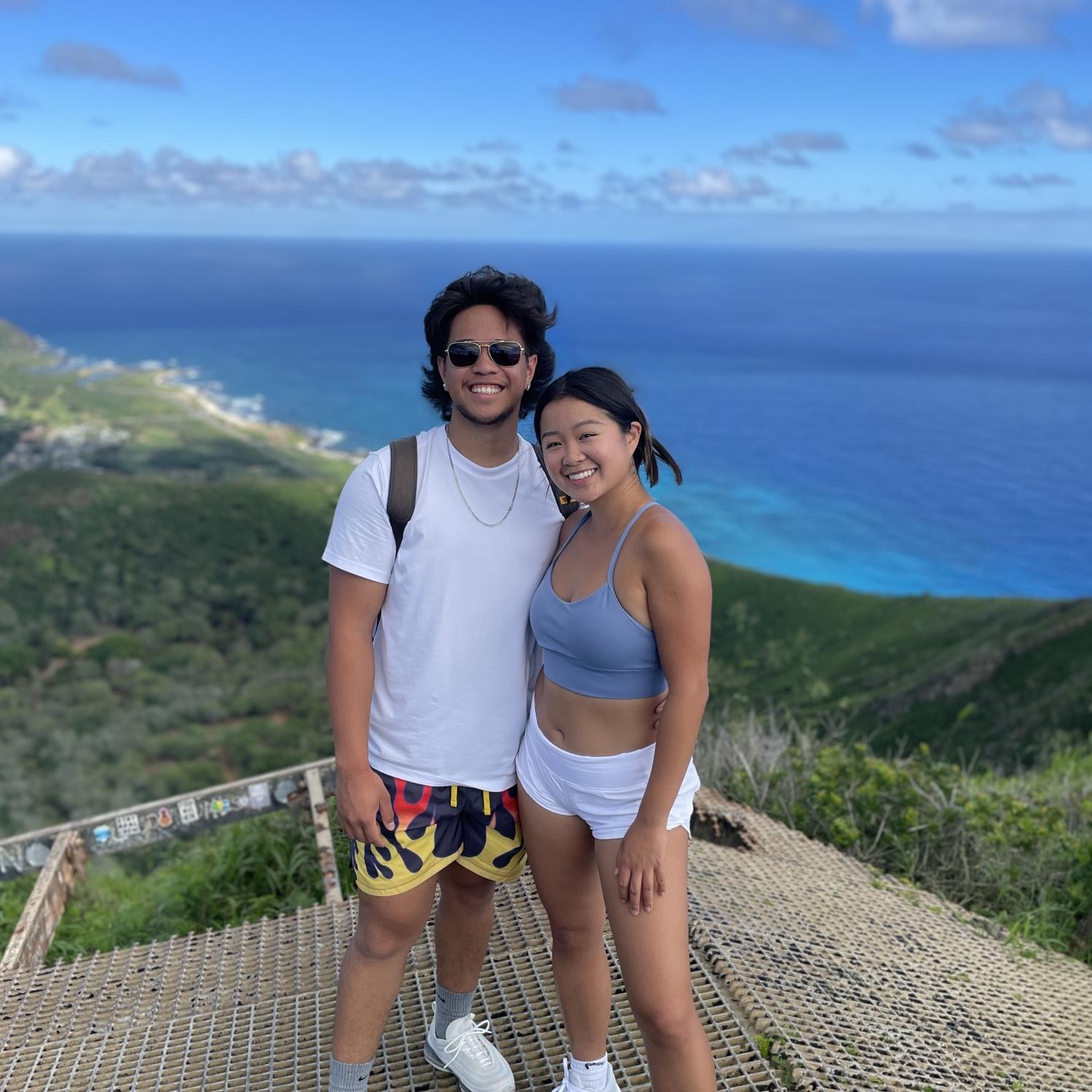 01.07.23, us at the top of koko head, unbeatable view but would not attempt again 💀