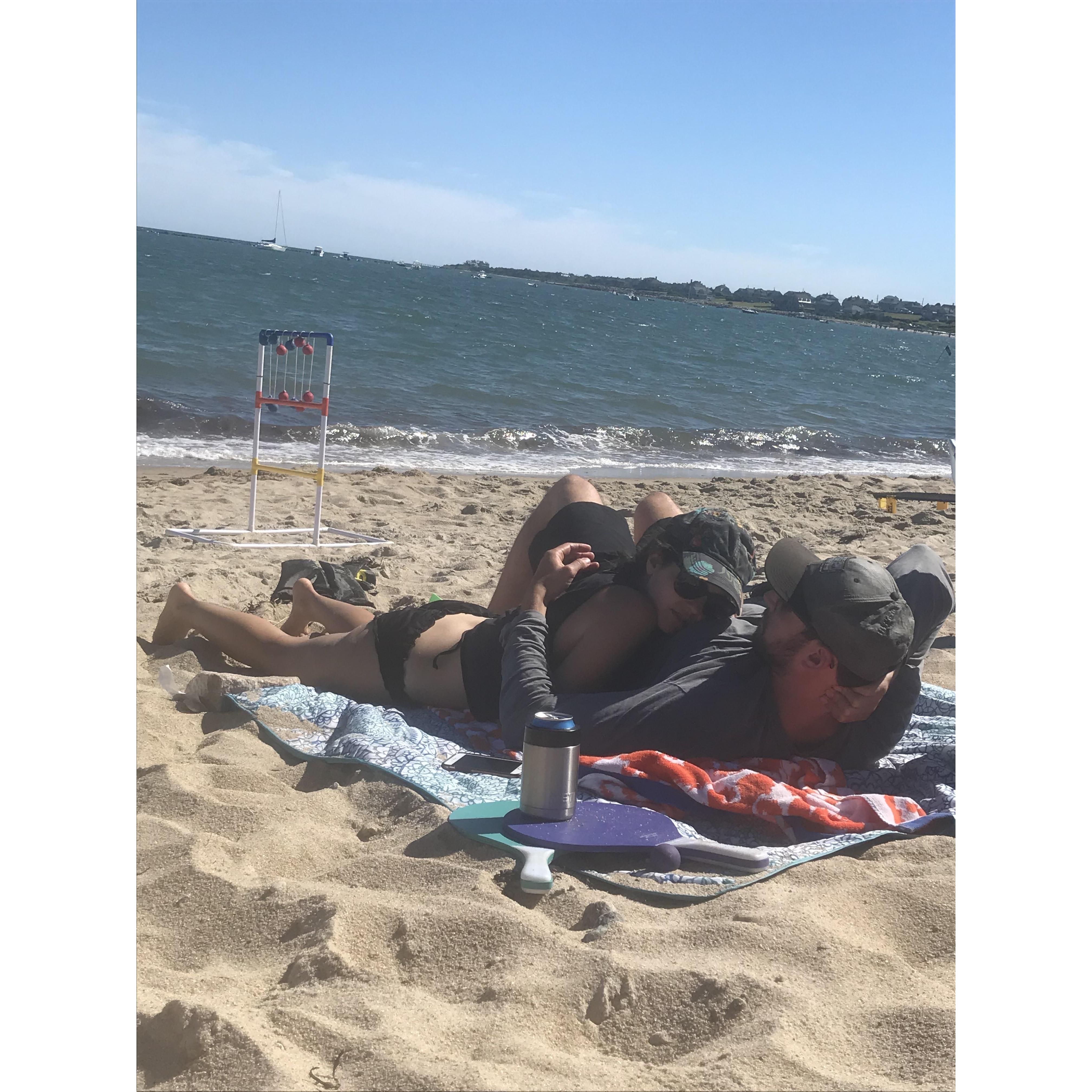One of our favorite summer pass times...relaxing on the beach surrounded by friends.
