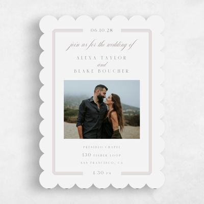 Grey Scalloped Wedding Invitation - Felicity Photo