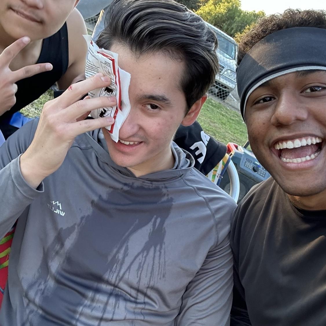 DJ nursing Ben back to health after a flag football injury