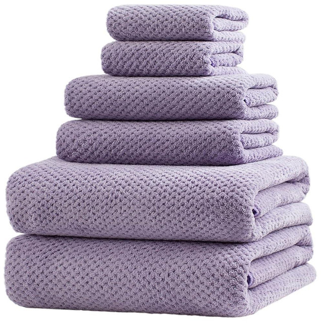 HVMS Extra Large Bath Towels Set for Bathroom 30x60 Inches Super Soft Light Weight Quick Dry Microfiber Shower Towels (Lavender,6 Piece)