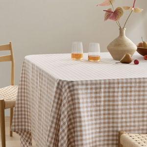 European Linen Tablecloth - 70x108" - Cafe gingham