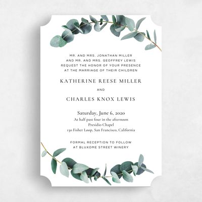 Green Ticket Wedding Invitation - Galata Vine