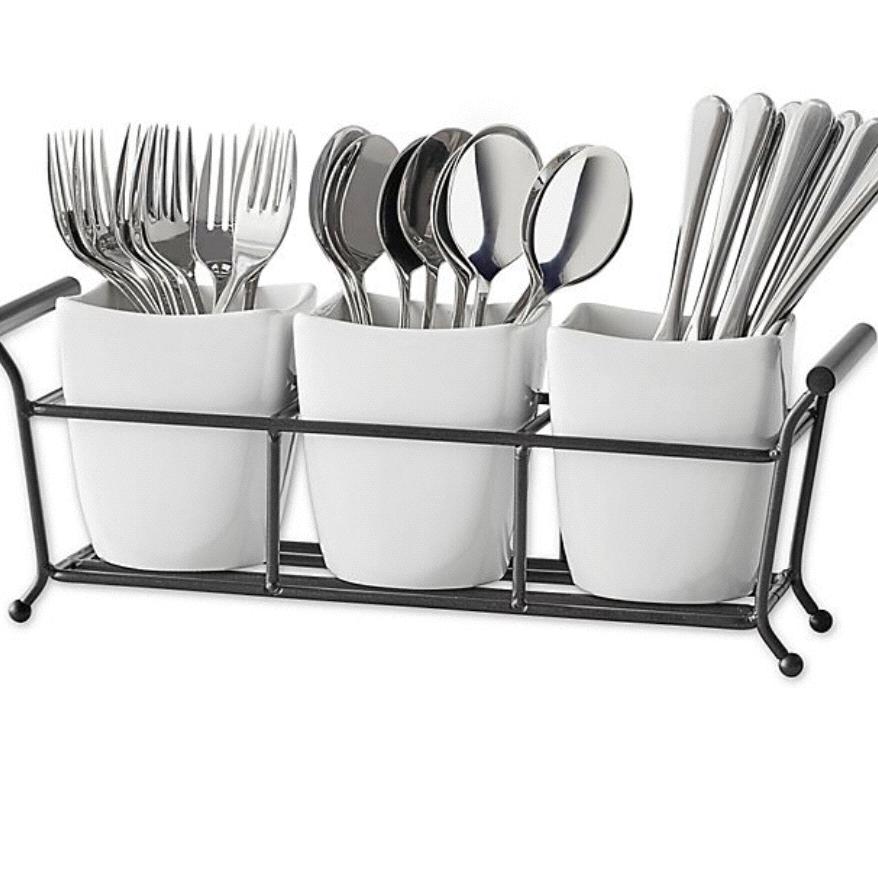 B. Smith 4-Piece Flatware Caddy in White