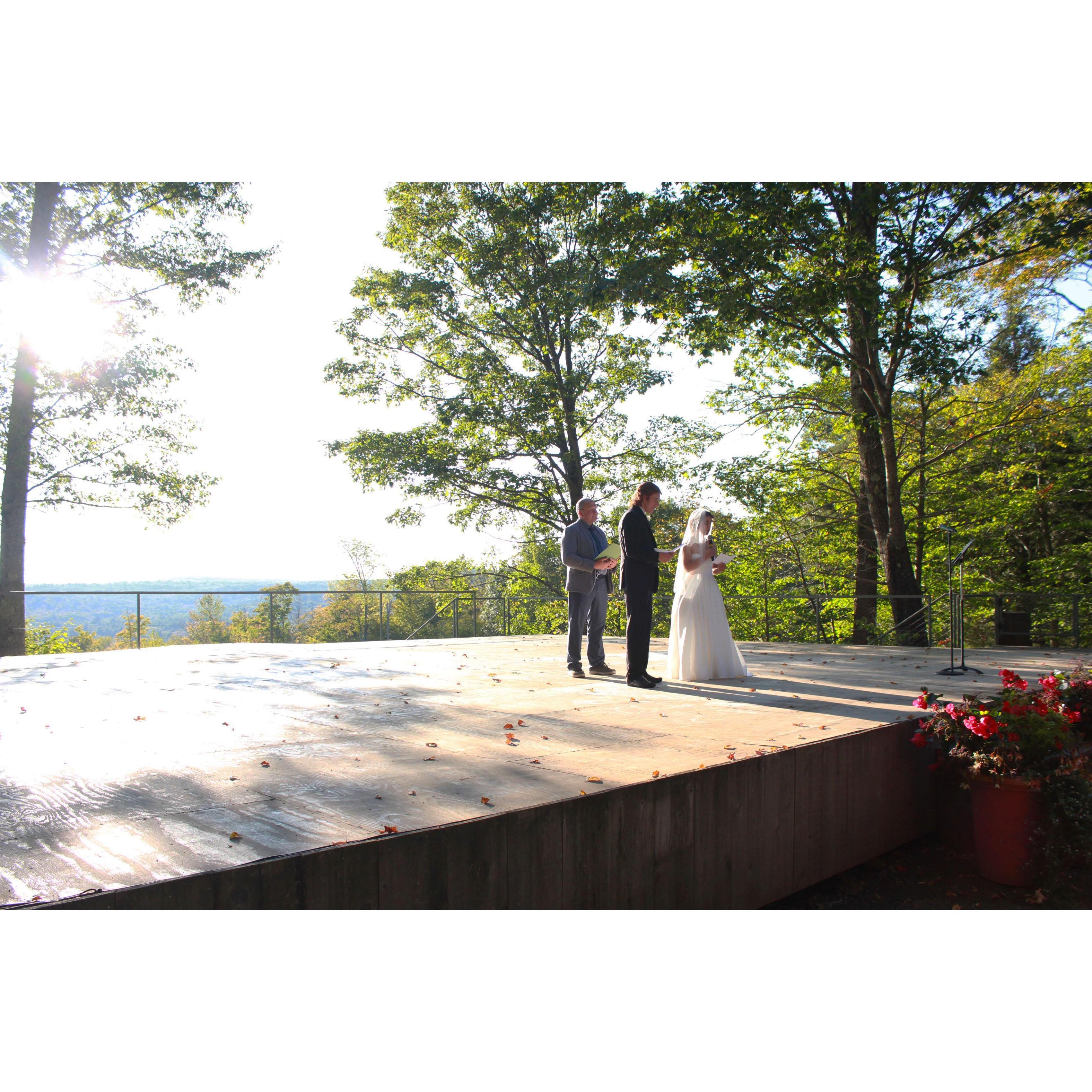 Our civil ceremony was on 09/23/2017. We were married on the outdoor stage at Jacob's Pillow.