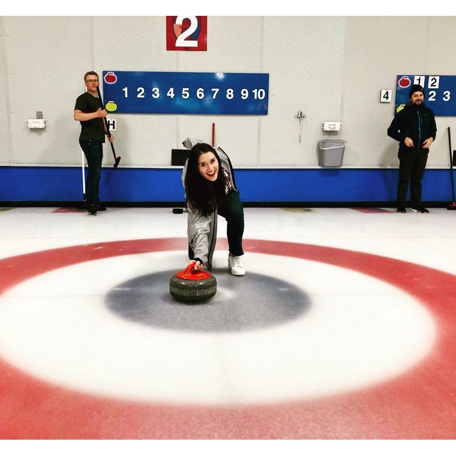 The first photo we ever "took" together. Funny enough, at the St. Paul Curling Club in 2018.