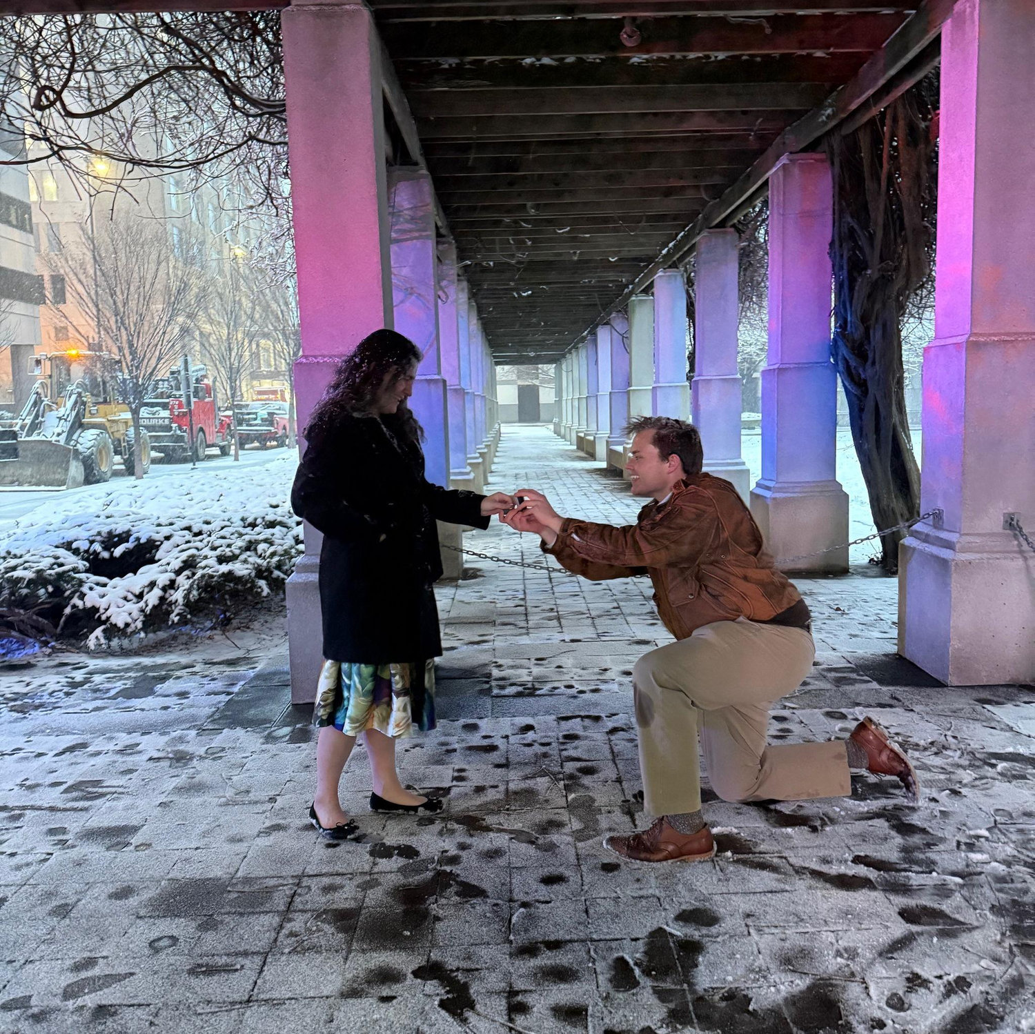 Surprise proposal during a snow storm in Cincinnati, OH