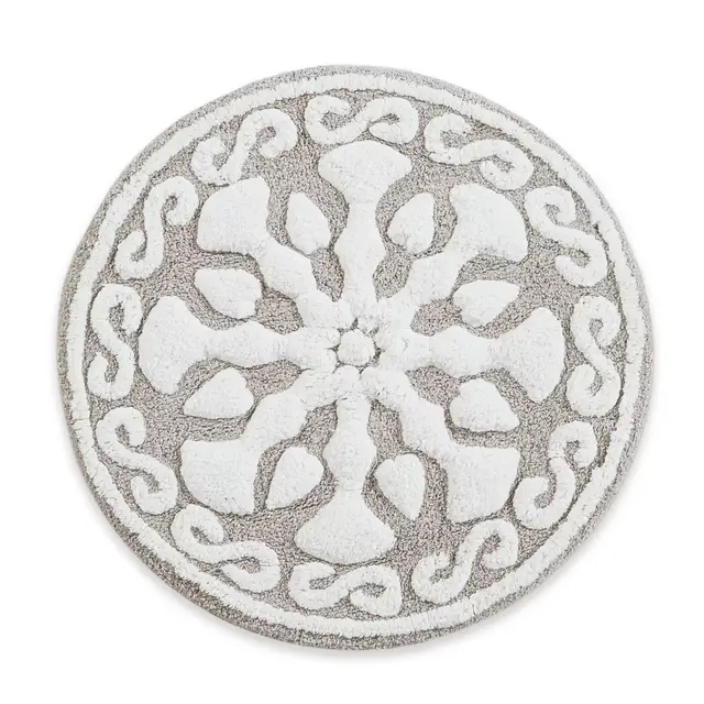 Madison Park 25" Round Casablanca Medallion Tufted Bath Rug in Grey