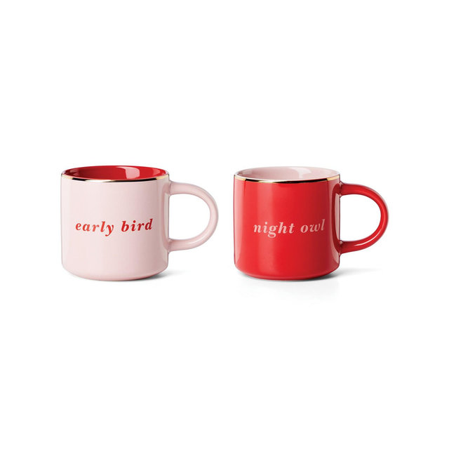 Kate Spade Early Bird Night Owl Mugs, Set of 2