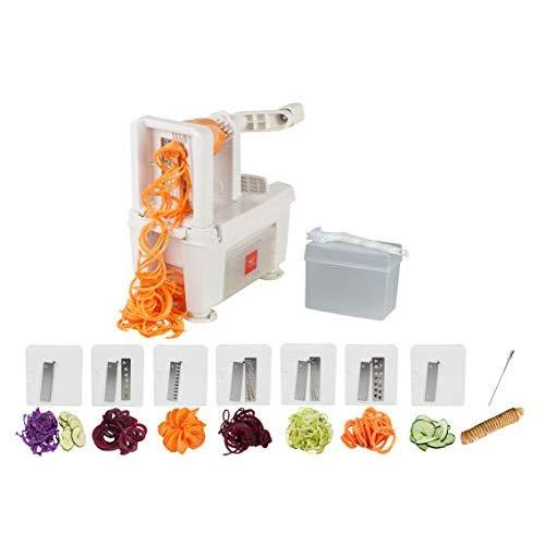 Paderno World Cuisine A4982807 8-Cut Collapsible Spiralizer, Folding 7-Blade, White
