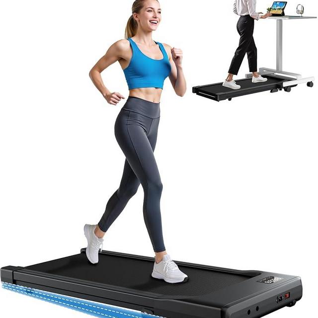 DeerRun Under Desk Walking Pad Treadmill for Home & Office, 6% Manual Incline, 2.5 HP, 0.6–3.8 MPH Walking Speed, 300 lb Capacity, App & Remote Control