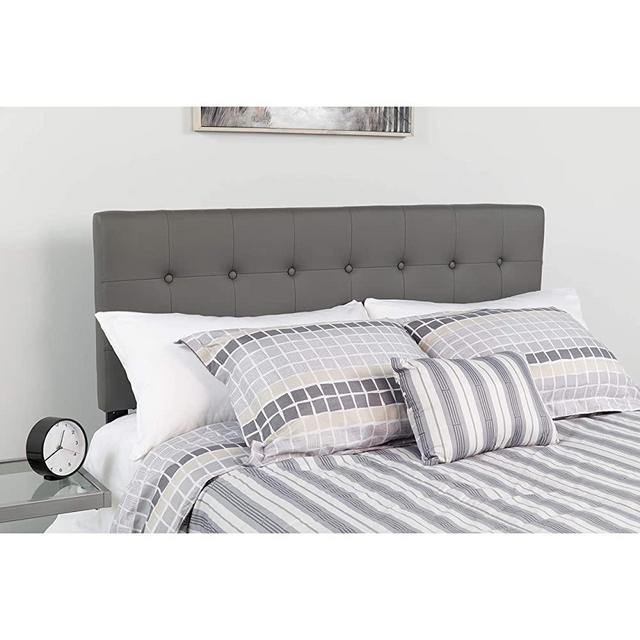 Flash Furniture Lennox Tufted Upholstered Queen Size Headboard in Gray Vinyl