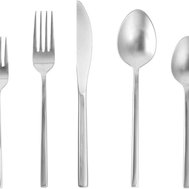 Fortessa Arezzo 18/10 Stainless Steel Flatware, Service for 4, Brushed Stainless Steel