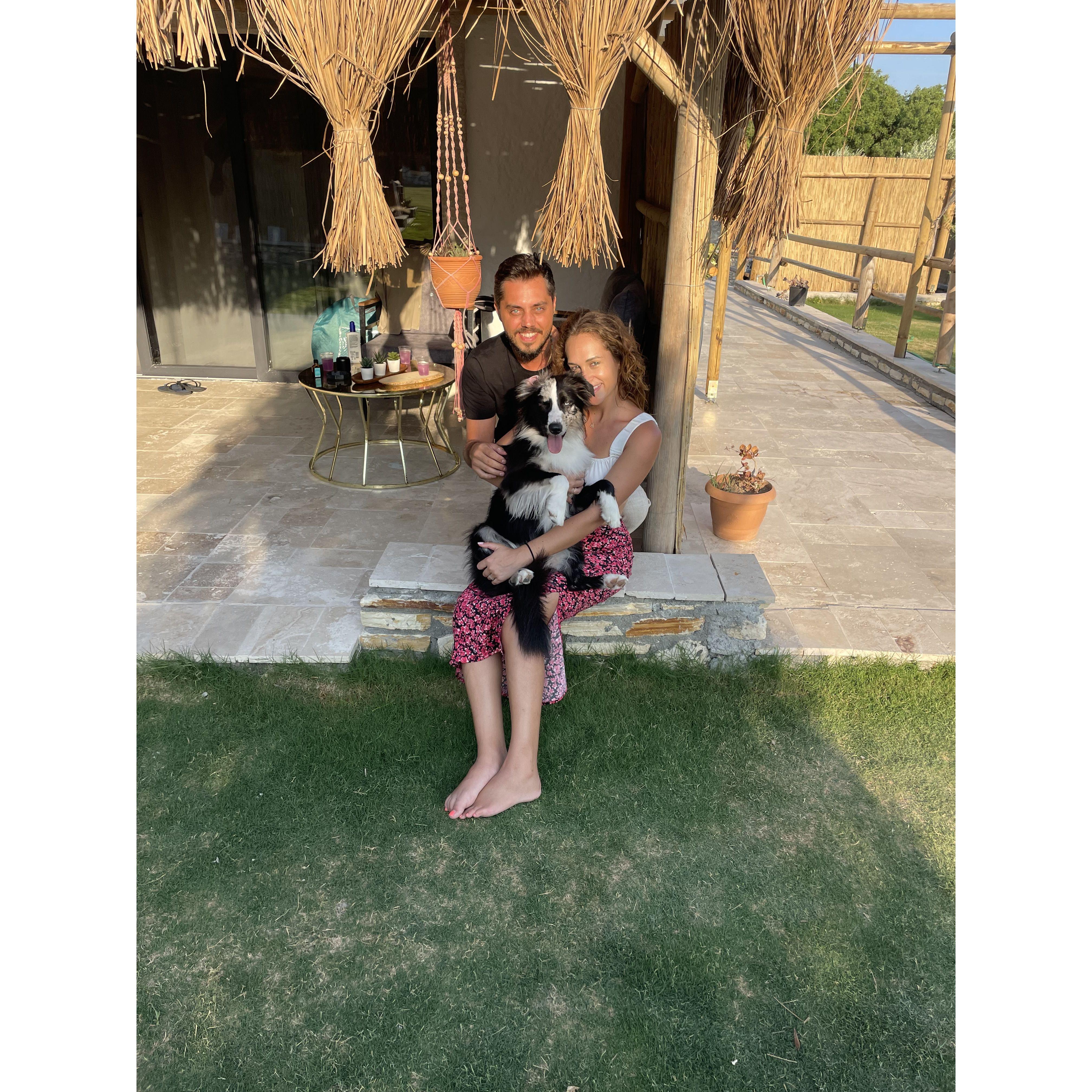 Our very first photo together (that he photobombed)!