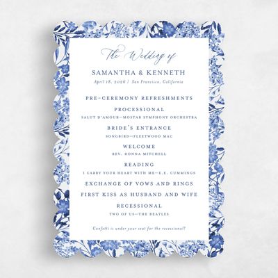 Blue Scalloped Wedding Program - Lombardy