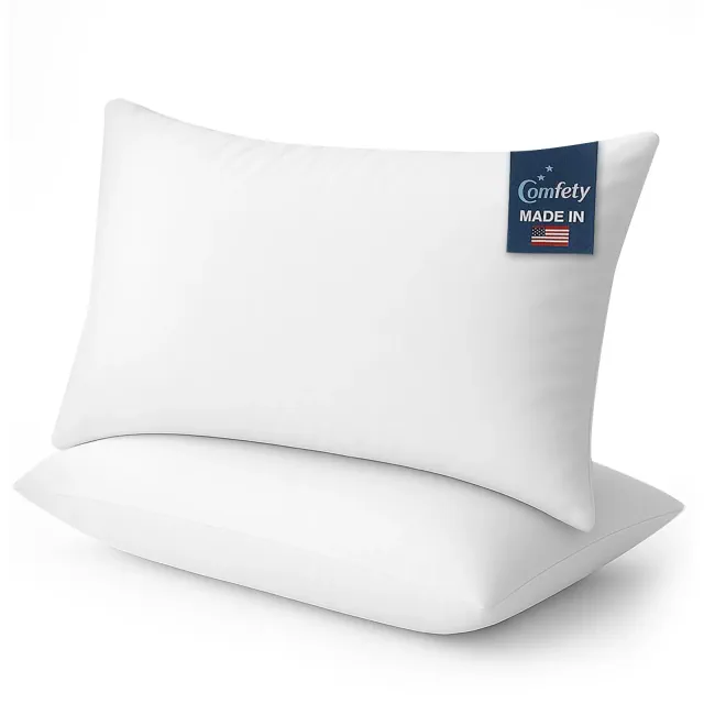 Luxury Down Alternative Bed Pillows Made in USA King Size 20" x 36" OEKO-TEX Certified 100% Cotton Cover, Sleeping Pillow for Back & Side Sleepers