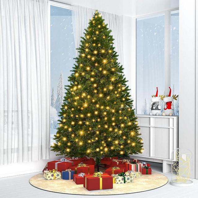 LEVELEVE Premium 6FT Pre-Lit Spruce Artificial Holiday Christmas Tree w/ 1,000 Branch Tips, 250 LED Lights for Home, Office, Party Decoration