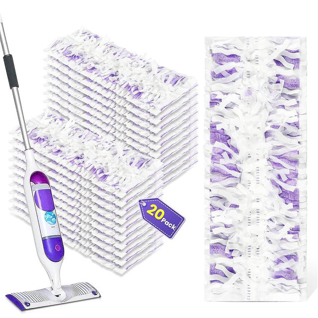 20 Count Disposable Mopping Pad Refills for Power Mop Refills, Unscented Spray Cleaning Repalcement Pads
