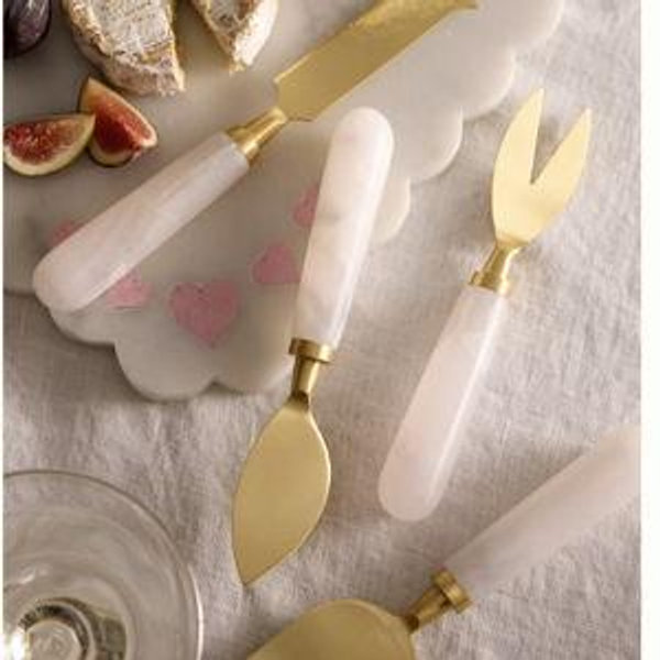 Pink Marble Cheese Knife Set