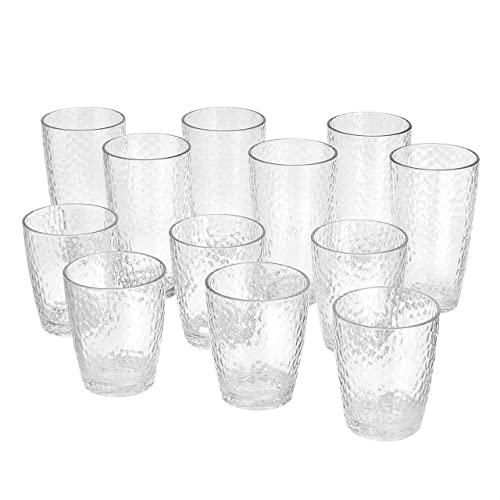 Amazon Basics 12-Piece Tritan Glass Drinkware Set - Classic Highball and Double Old Fashioned, 6-Pieces Each, 18oz./14oz.