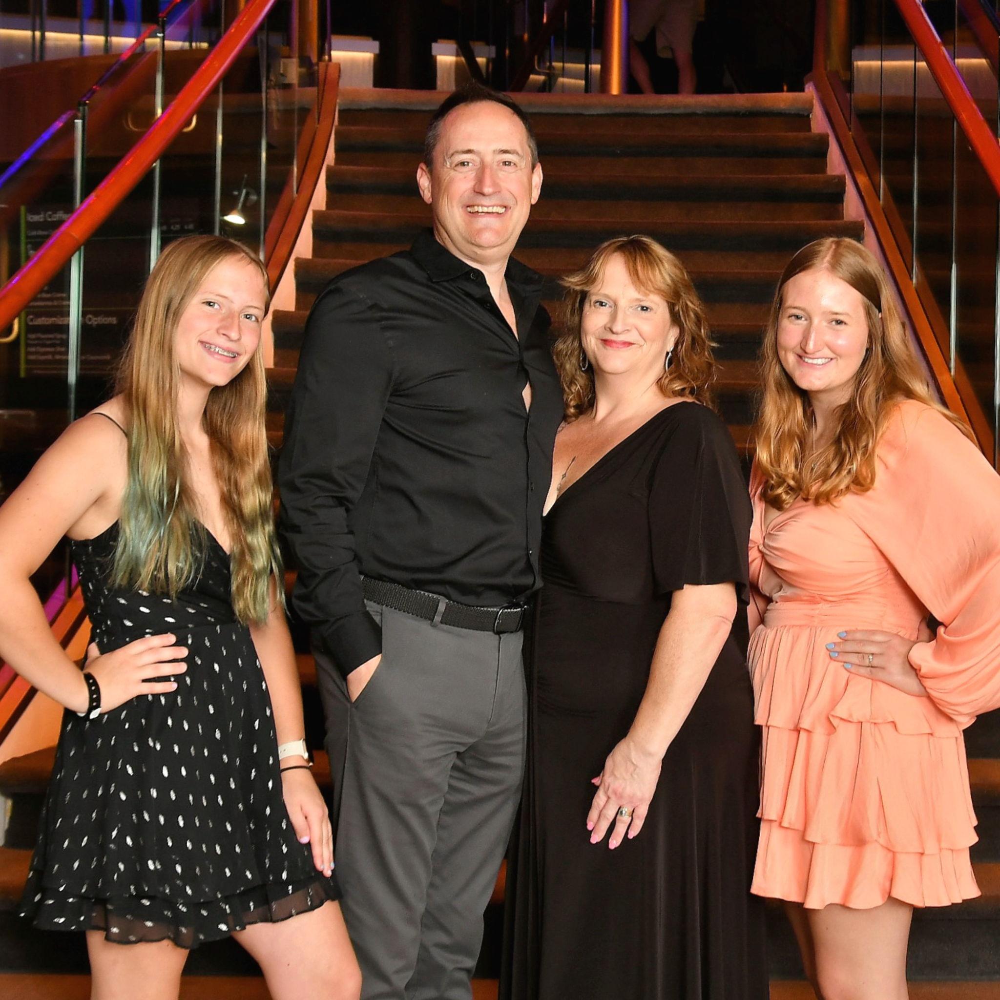 The bride & her family on her parents' 25th anniversary cruise
