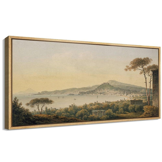 SIGNFORD Extra Large Framed Canvas Print Wall Art Classical Vista Vintage Landscape Illustrations Modern Art Calm Warm for Living Room, Bedroom, Office - 60"x30"