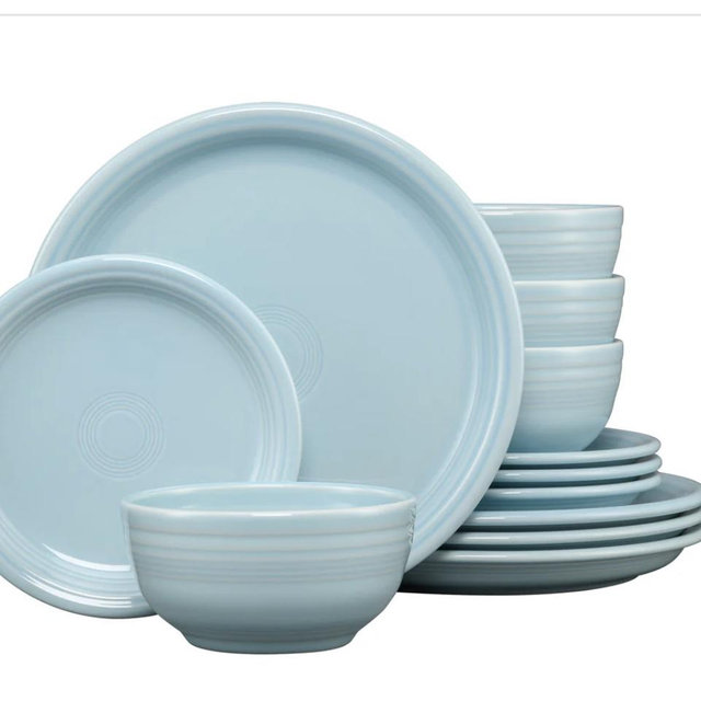 Sky Blue Bistro Coupe 12-Piece Dinnerware Set, Service for 4