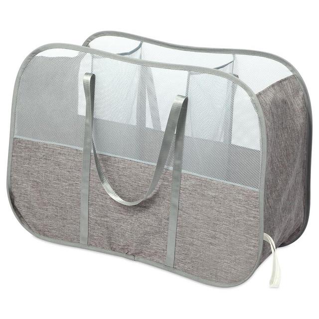 Collapsible Laundry Baskets 3 Compartment, 150L Tear-proof Pop Up Laundry Hamper, Foldable Separation Basket with Tote Handles, Freestanding Clothes Hamper for Laundry, Bedroom, Bathroom, Dorm Grey