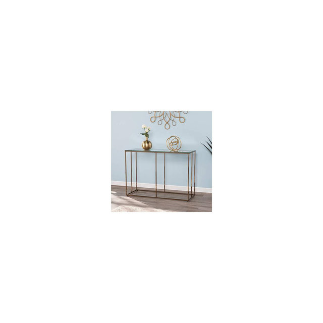 Nicholas Contemporary Glass Top Console Table Champagne - Aiden Lane