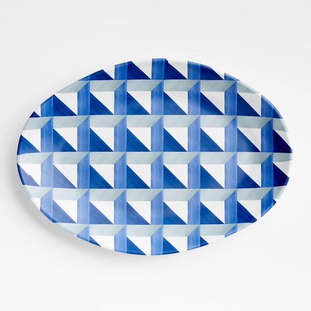 Marin Blue Tile Melamine Oval Platter