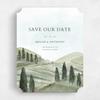 Green Ticket Wedding Save the Date - Oakhurst Portrait