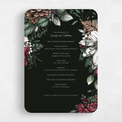 Black Rounded Wedding Program - Poconos