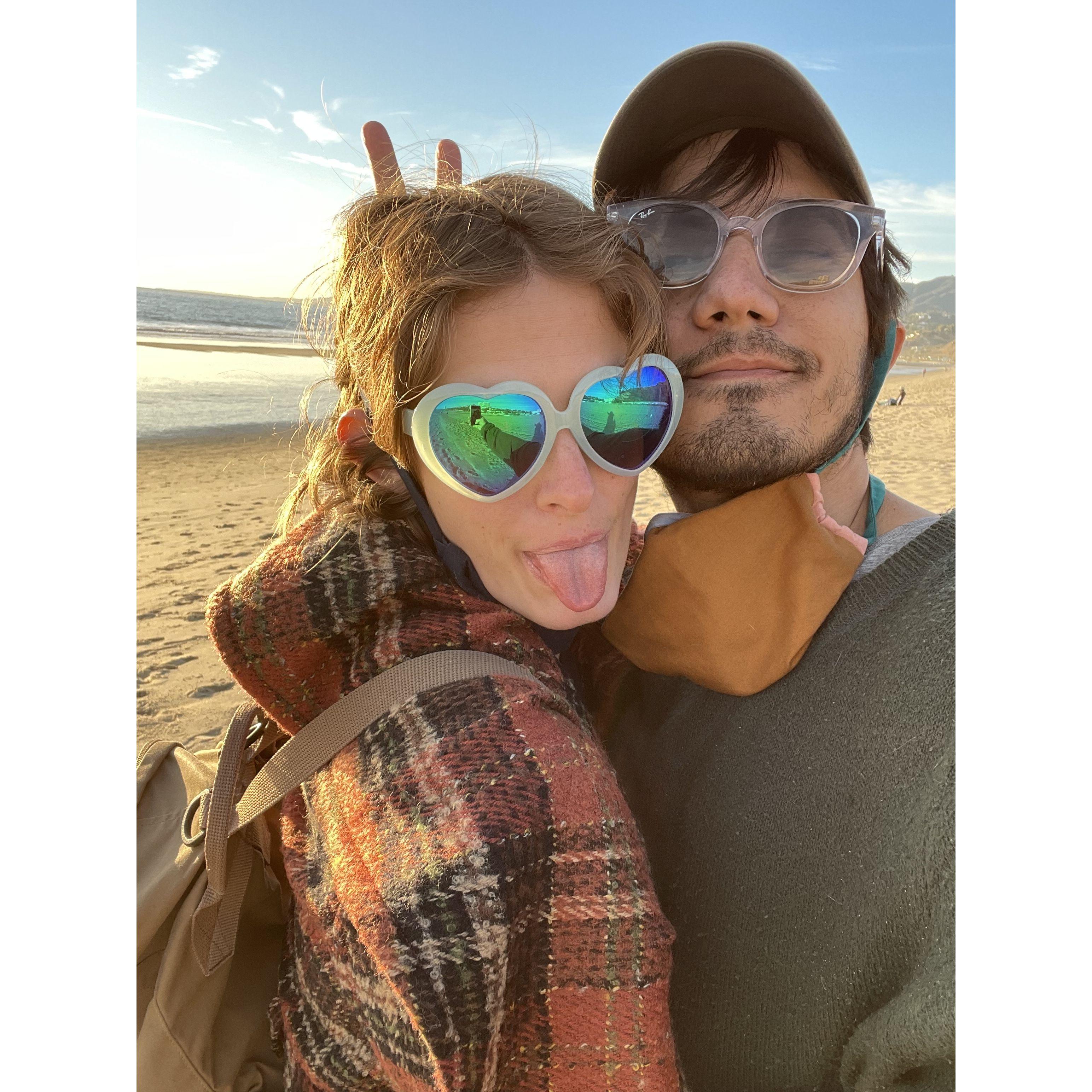 the day we broke the news to our parents on FaceTime at pacific palisades beach :)