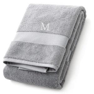 Personalized Organic Turkish Cotton Grey Bath Towel