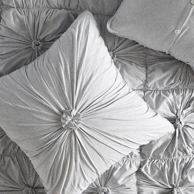 Organic Rosette Euro Sham, light grey