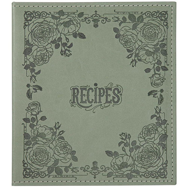 COFICE Recipe Book to Write in Your Own Recipes, 8.5x9.5 Recipe Ring Binder with PU Faux Leather Cover, 4x6 Cards and Tabbed Dividers, Dark Green