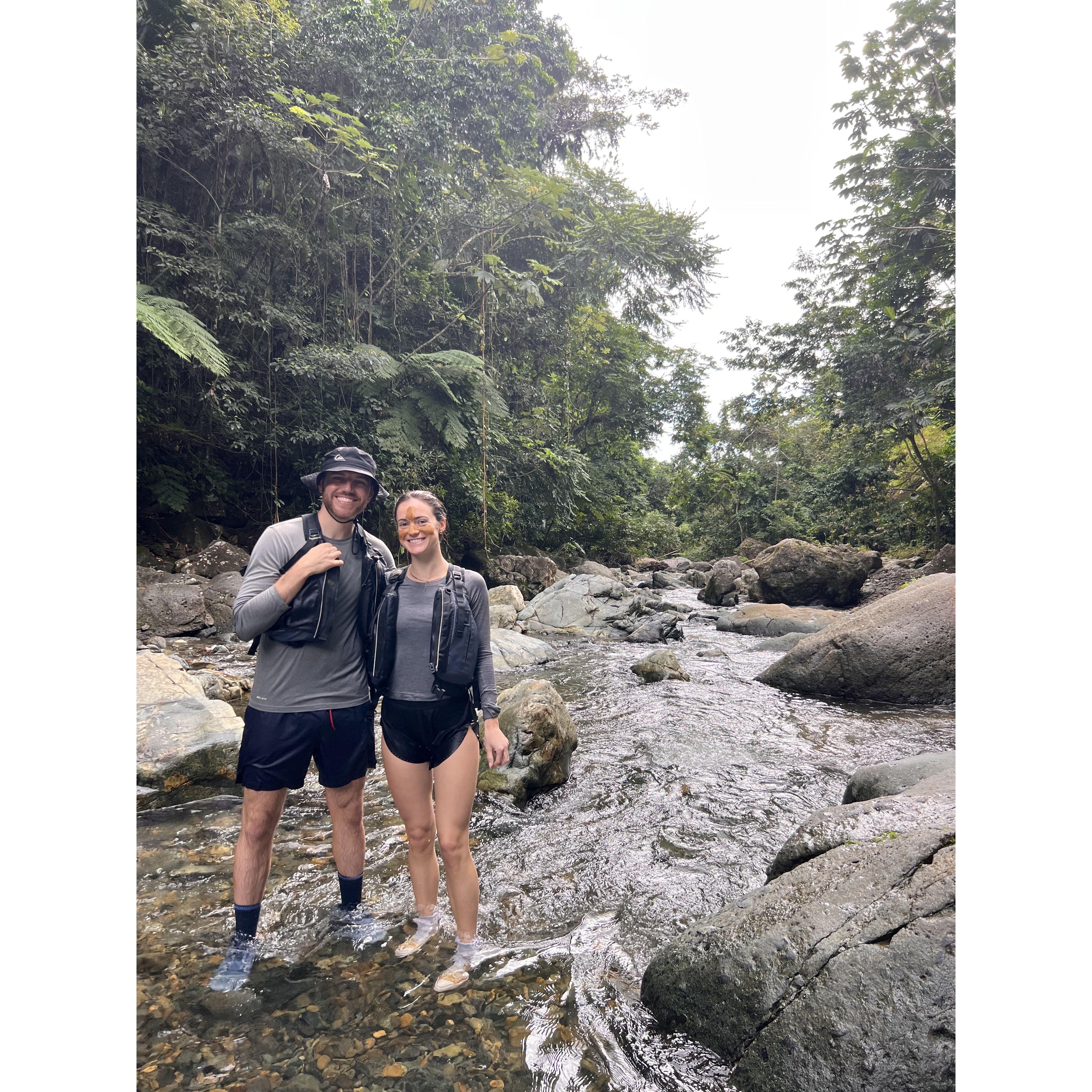 Hiking waterfalls in Puerto Rico, taken right before Will got ring worm from wild cats!