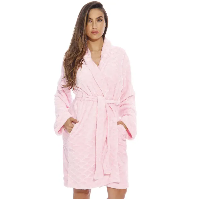 Just Love Womens Plush Solid Robe | Ladies Bathrobe 6311-Lt. Pink-XL