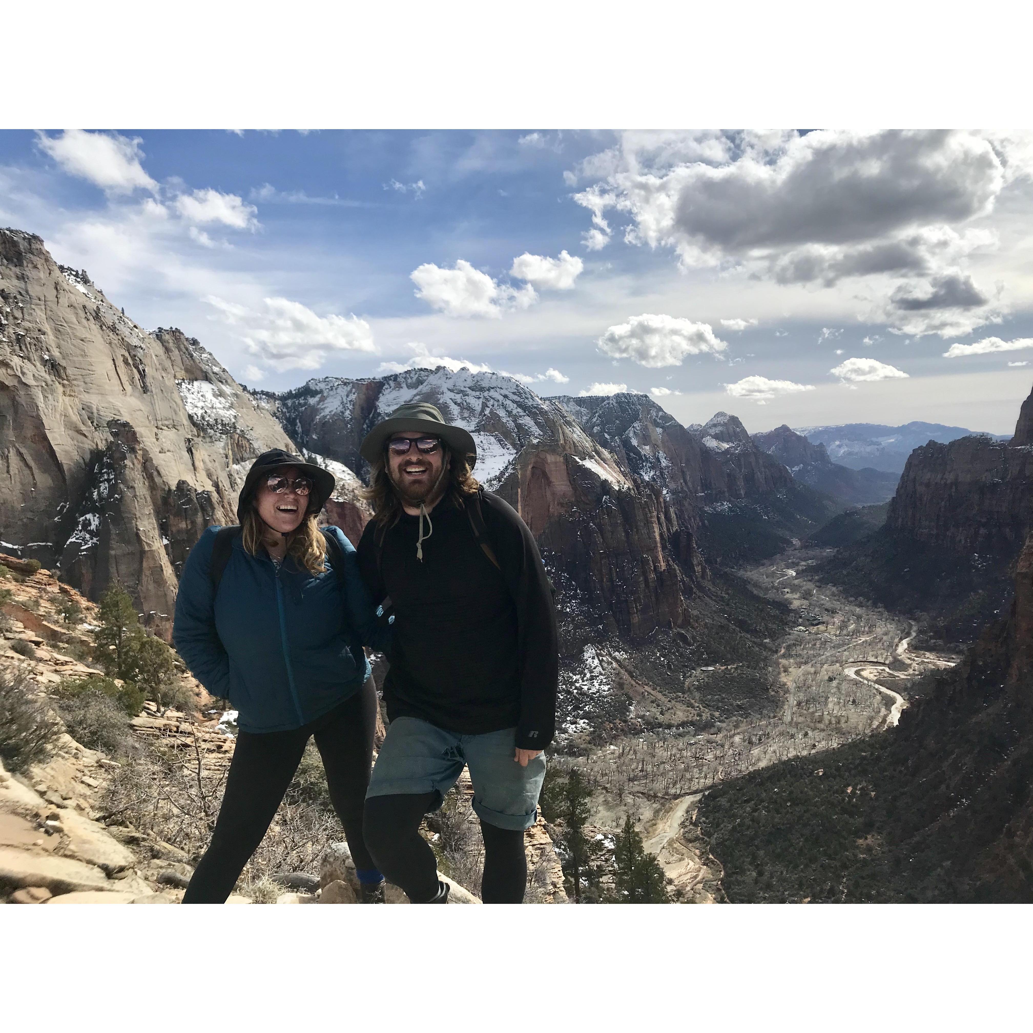 On top of Angel's Landing in Zion National Park in UT, March 2019