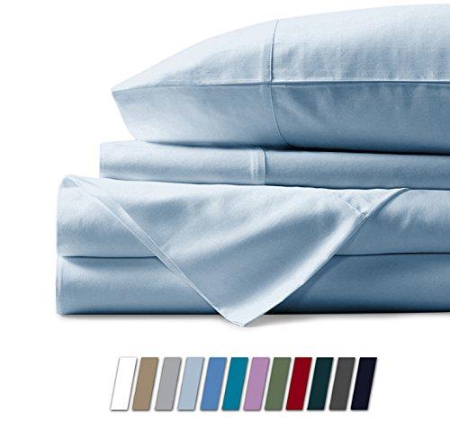 Comfy Sheets 100% Egyptian Cotton Sheets - 1000 Thread Count 4 Pc King Light Blue Bed Sheet with Pillowcases, Hotel Quality Fits Mattress Up to 18'' Deep Pocket.
