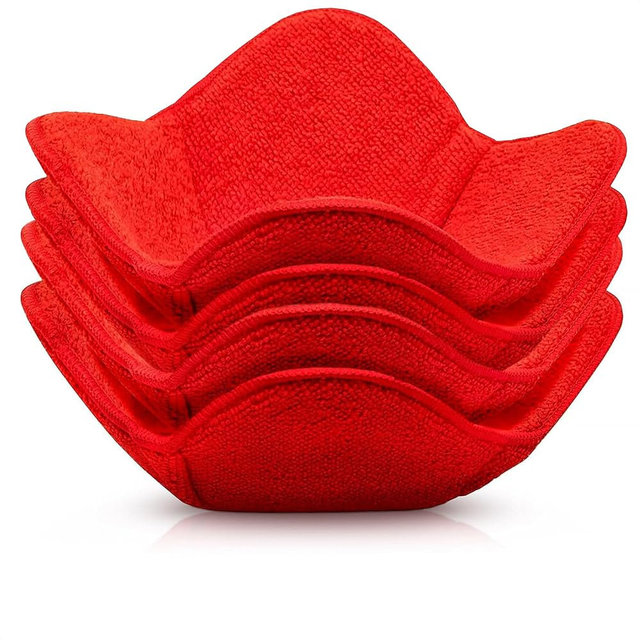 Microwave Bowl Cozies Warmers Food Microfiber Heat Resistant Food Warmer Set Microwave Safe Hot and Cold Bowls Holder Without Burning Your Hands Set of 4 Microwave Bowl Holders (Red)