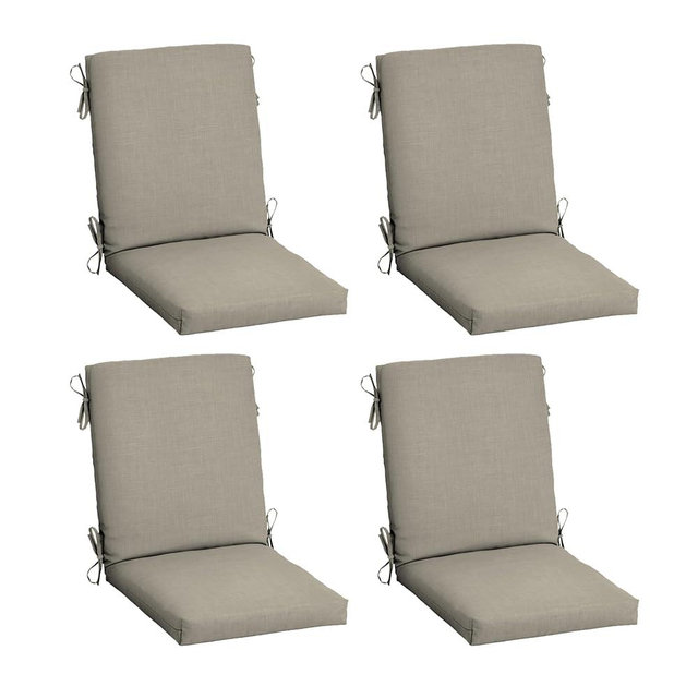 Arden 4-Pack earthFIBER Outdoor Patio Dining Chair Cushion, 20x44, Rain-Proof Seat Pad, Fade-Resistant Outdoor Cushion Sandbar Taupe Texture