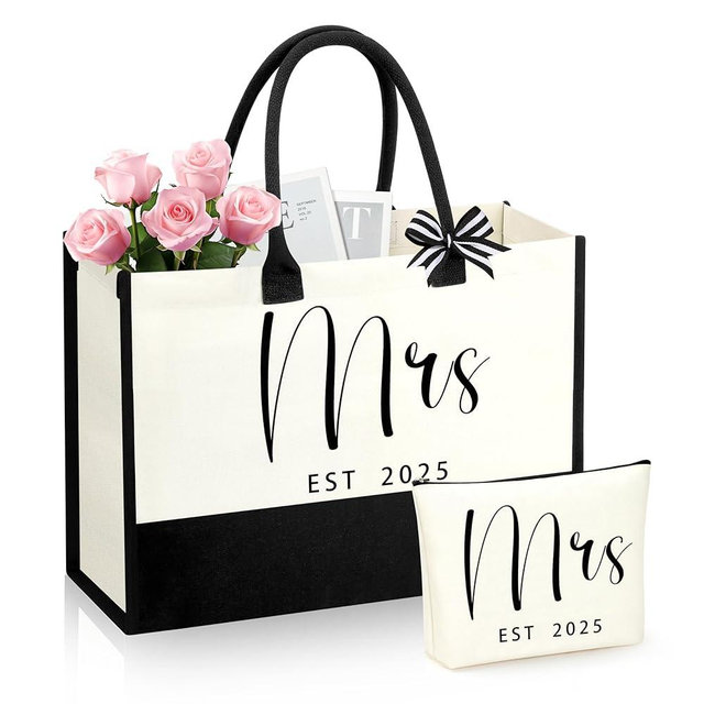 SiplyHaven Bridal Shower Gifts for Bride Bachelorette Gifts for Mrs Bride Bag 2025 Wedding Gift Canvas Tote Bag for Women