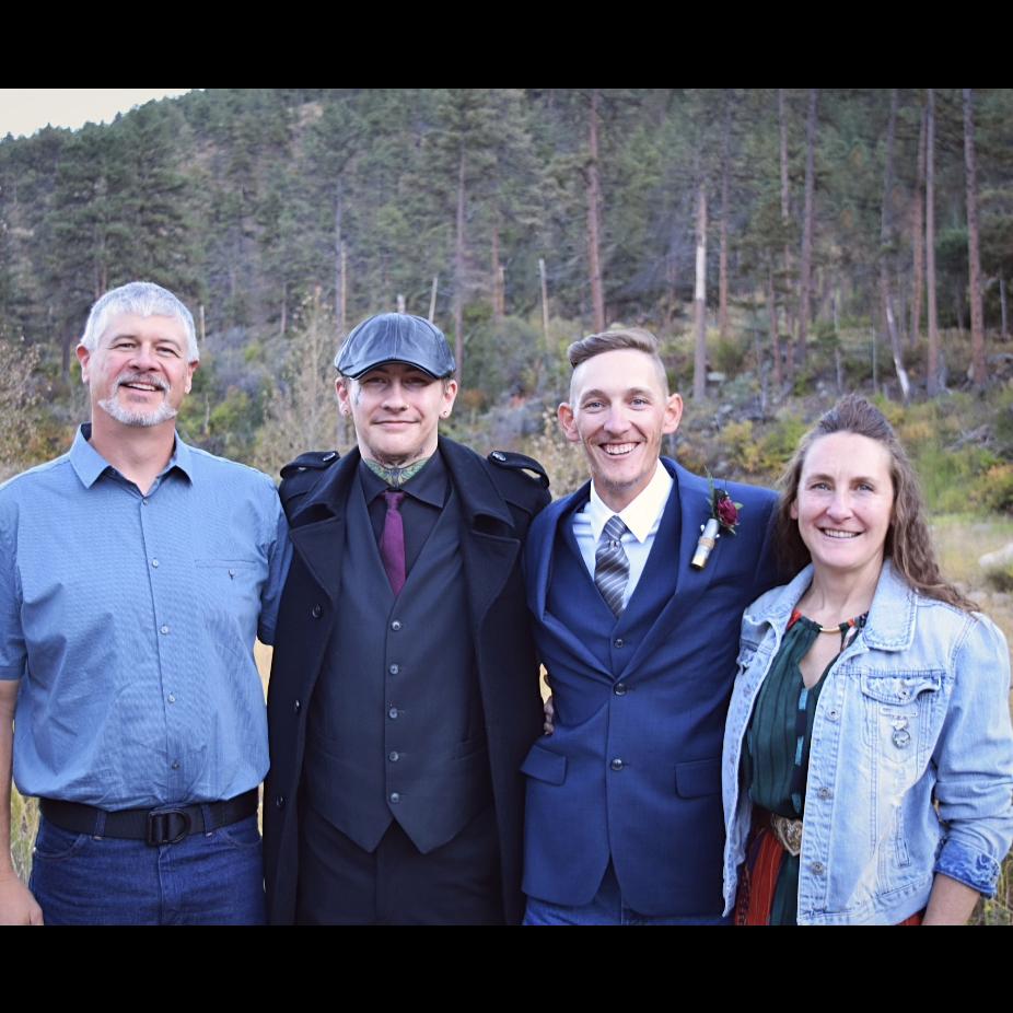 Denley with his parents and brother
