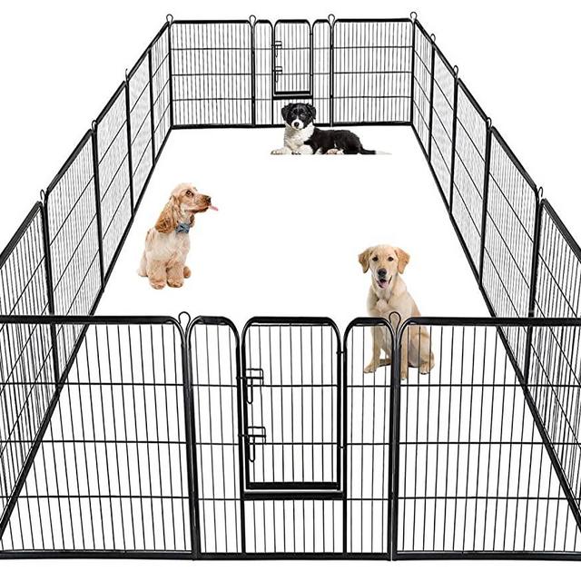 Dog Pen Extra Large Indoor Outdoor Dog Fence Playpen Heavy Duty 16 Panels 40 Inches Exercise Pen Dog Crate Cage Kennel Black