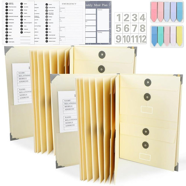 party greeting 2Pcs Accordion File Organizer File Expanding File Folder in Case I Die Document Binder with Label Important Life Binder for Birth Certificate Estate College School Office Home Supplies