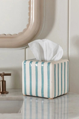 Striped Ceramic Tissue Box Cover