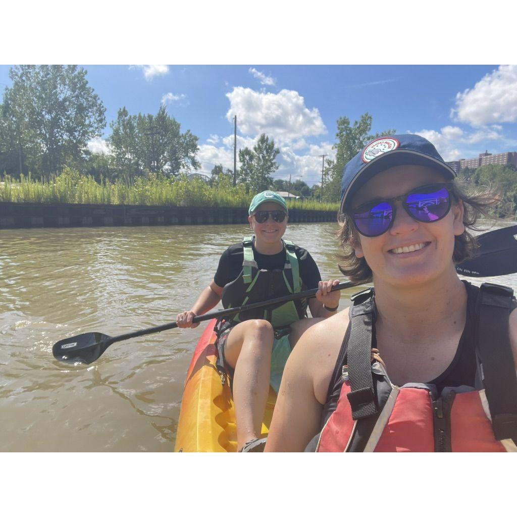 Canoeing on the river in Cleveland
