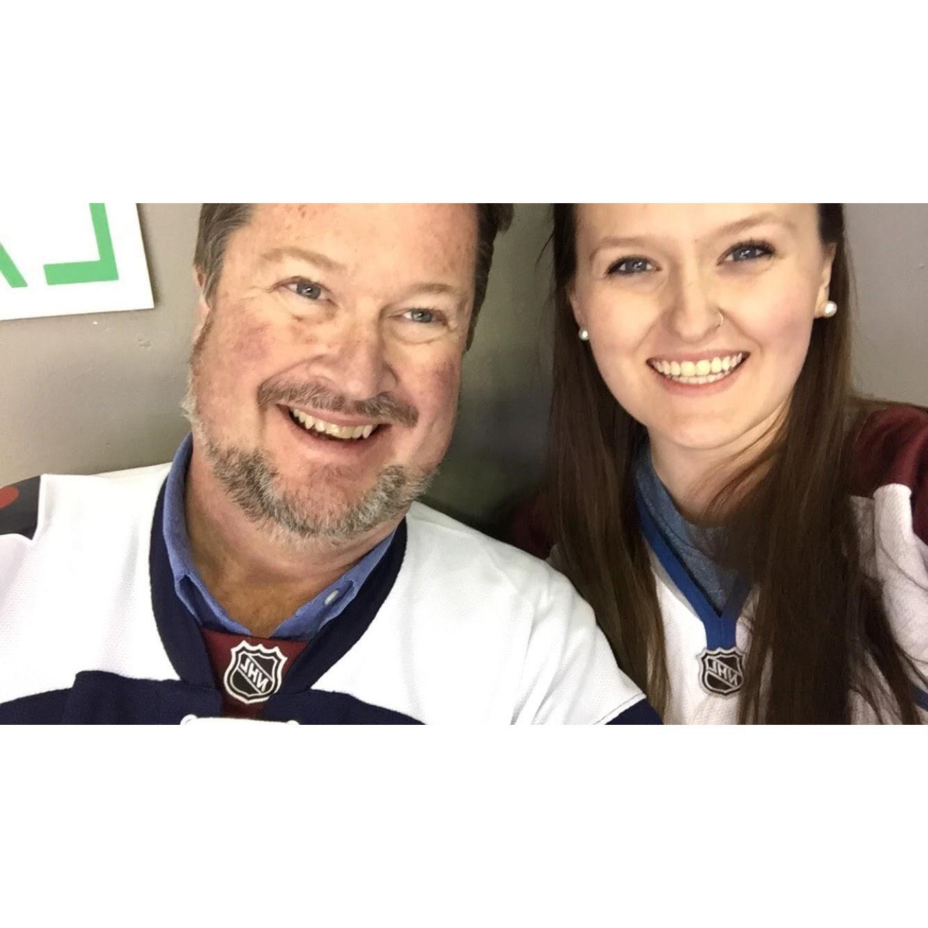 Mallory and her dad (Darrell) at a Colorado Avalanche game!